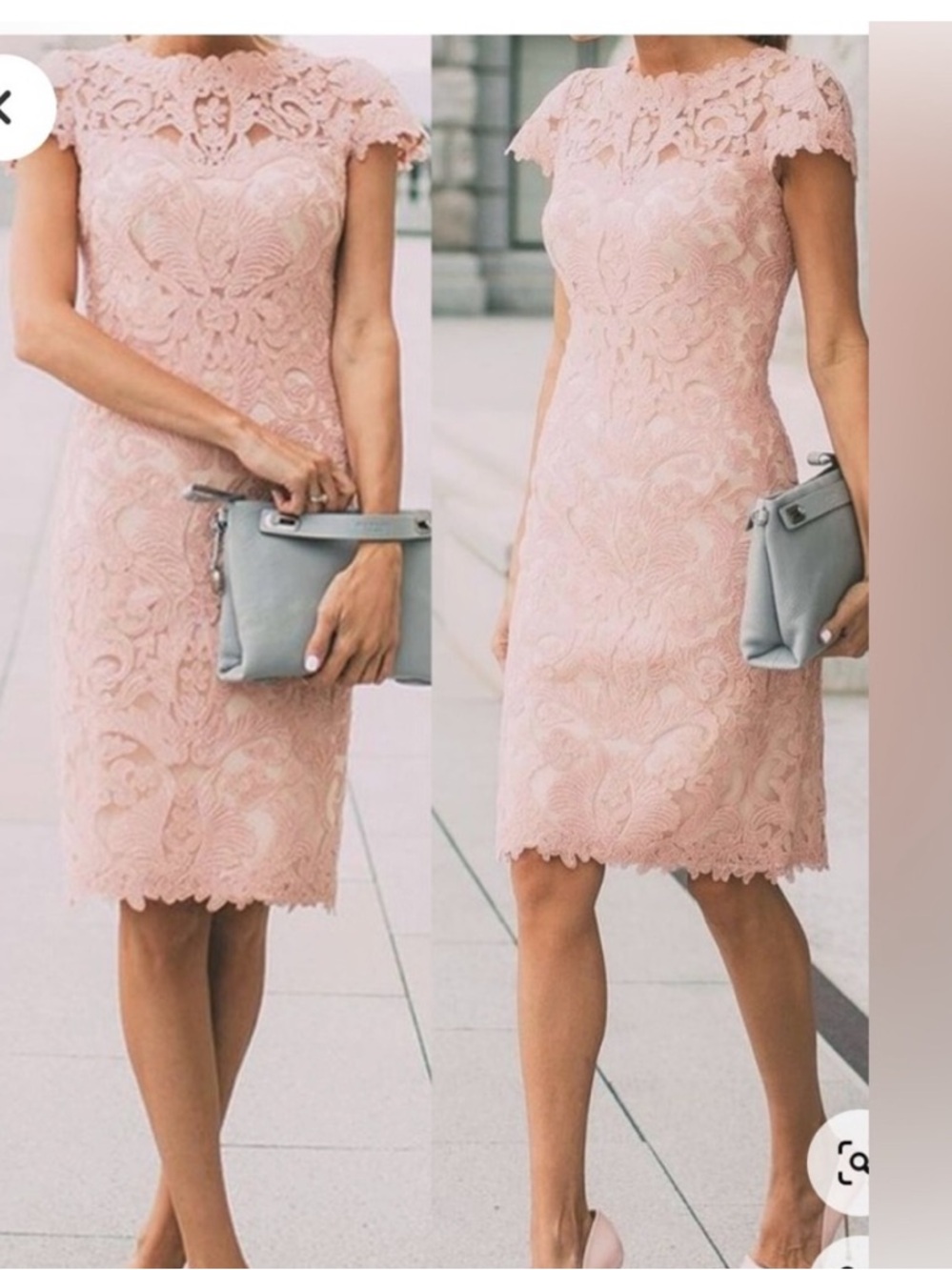 Tadashi Shoji Blush Pink Lace Midi Lined Dress